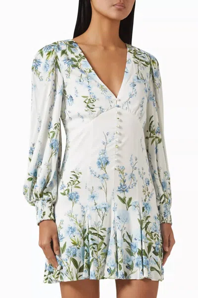 Alice And Olivia Irene Mini Dress In Carolina Blue In Multi
