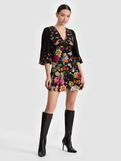 Alice And Olivia Irene Mini Dress Solar Strength Black In Multi