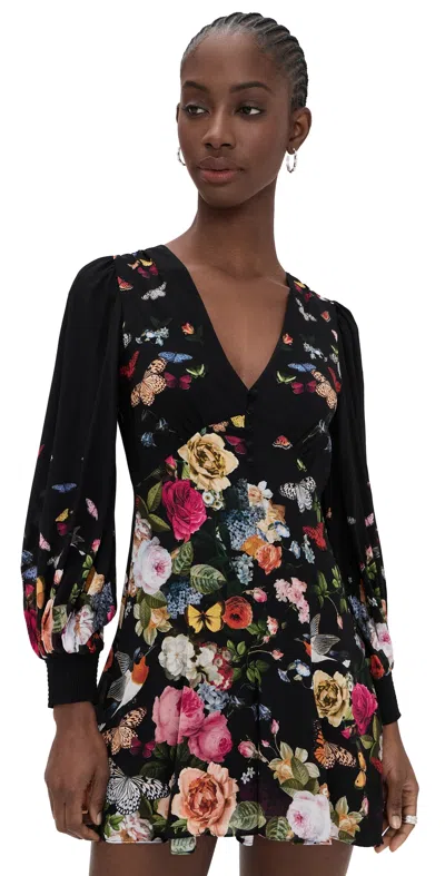 Alice And Olivia Irene Mini Dress Solar Strength Black In Multi