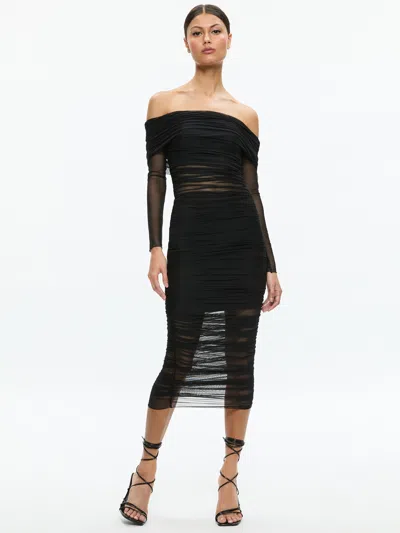 Alice And Olivia Isadola Midi Dress In Black