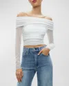 ALICE AND OLIVIA ISADOLA RUCHED OFF-THE-SHOULDER TOP