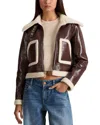 Alice And Olivia Isaiah Faux Shearling Aviator Jacket In Brown