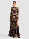 Alice And Olivia Ivey Sunburst-pleated Maxi Dress In Brown