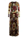 Alice And Olivia Ivey Sunburst-pleated Maxi Dress In Multi