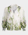 Alice And Olivia Charis Button Down Blouse Ivy Romance In White