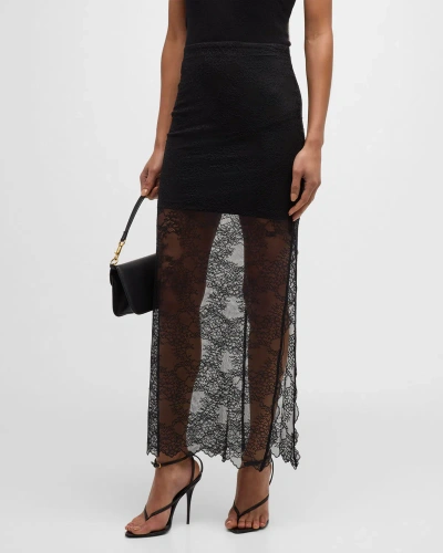 Alice And Olivia Iyanna Lace Maxi Skirt In Black