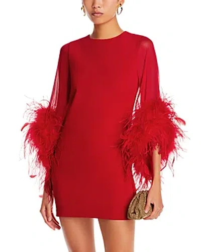 Alice And Olivia Izola Feather Cuff Mini Dress - 100% Exclusive In Perfect Ruby