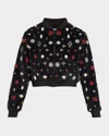 Alice And Olivia Jackie Embellished Bomber Jacket In Brown