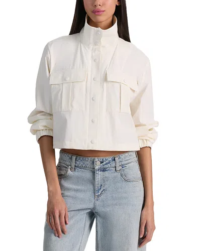 Alice And Olivia James Cropped Funnel Neck Jacket In White