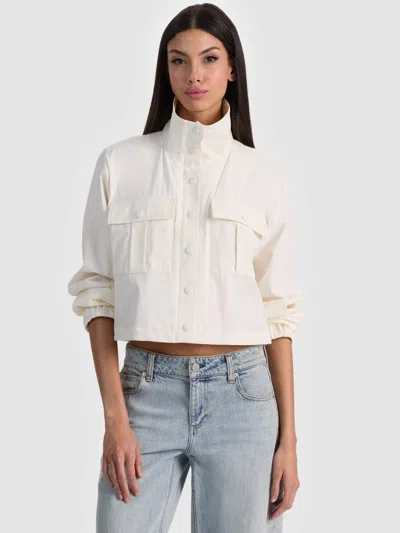 Alice And Olivia James Funnel Neck Cropped Parka In White