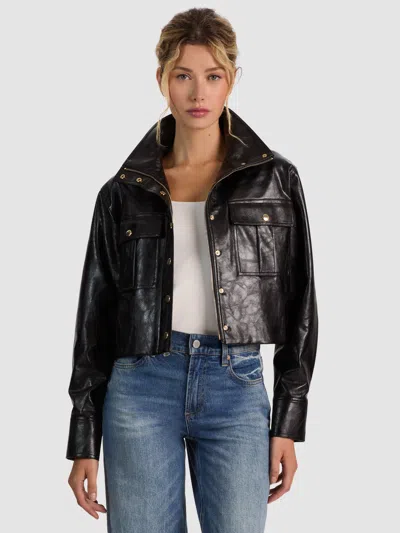 Alice And Olivia James Vegan Funnel Neck Parka In Black