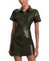 Alice And Olivia Jamie Faux Leather Collared Dress In Green