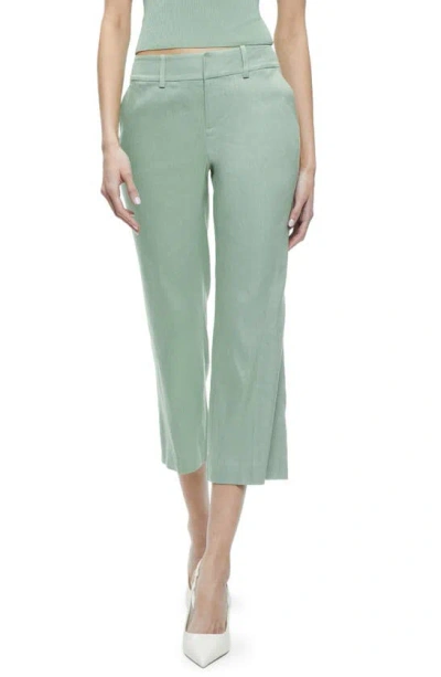 ALICE AND OLIVIA JANIS LINEN BLEND CROP FLARE PANTS