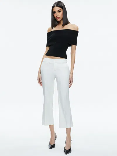 Alice And Olivia Janis Low Rise Cropped Flare Pant In White