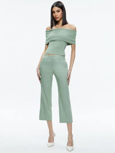 Alice And Olivia Janis Low Rise Cropped Flare Pant In Sage