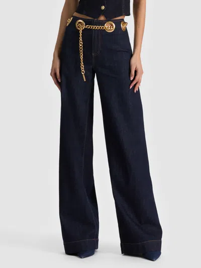 Alice And Olivia Jasper Chain-belt Jeans In Blue