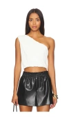 Alice And Olivia Jeane Draped Cropped Top In White