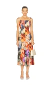 Alice And Olivia Jeanette Midi Dress In Multi