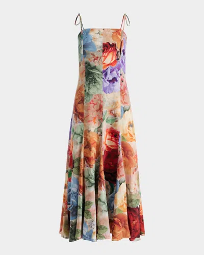 Alice And Olivia Jeanette Tie-shoulder Paneled Midi Dress