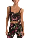 Alice And Olivia Jeanna Bustier Smocked Back Cropped Top Be Still In Black