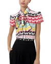 Alice And Olivia Jeannie Button Down In Flutters