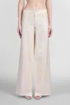 Alice And Olivia Embellished Trish Wide-leg Jeans In Beige