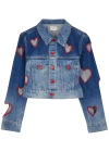 ALICE AND OLIVIA JEFF HEART CUT-OUT DENIM JACKET