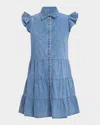 Alice And Olivia Alice And Oliva Jem Denim Tiered Mini Dress In Light Chambray