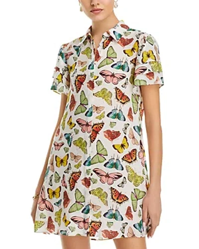 Alice And Olivia Jem Short Sleeve Shirt Dress In Boundless Butterfly