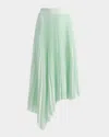 Alice And Olivia Jenara Pleated Midi Skirt In Sea Spray