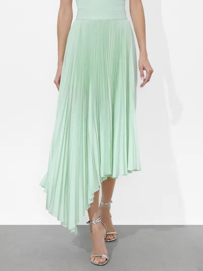 Alice And Olivia Jenara Pleated Midi Skirt In Sea Spray