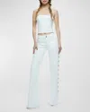 Alice And Olivia Jenny Low-rise Side Grommet Jeans In Off White