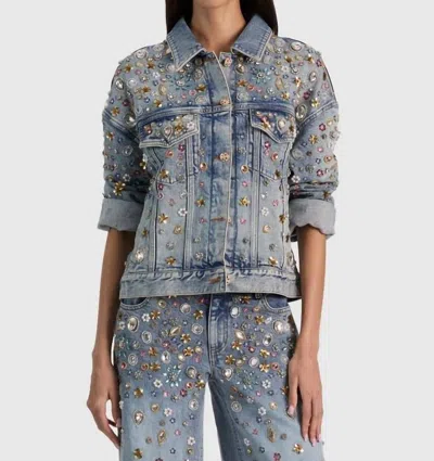 Alice And Olivia Jesse Denim Jacket In Blue
