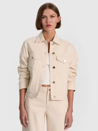 Alice And Olivia Jesse Oversized Denim Jacket In Neutral