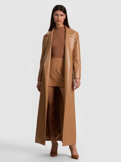 Alice And Olivia Jimmy Vegan Coat In Brown
