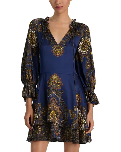 Alice And Olivia Joanne Double Handkerchief Short Dress In Multi