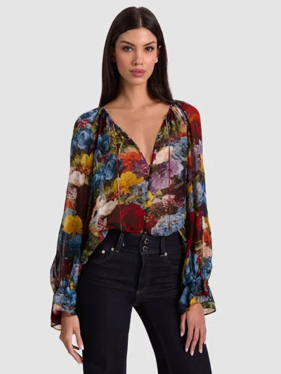 Alice And Olivia Josephine Blouse In Multi