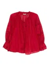 Alice And Olivia Josephine Cotton Blouse In Red