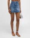 Alice And Olivia Joss High Rise Buckle Back Mini Skirt In Brooklyn Blue