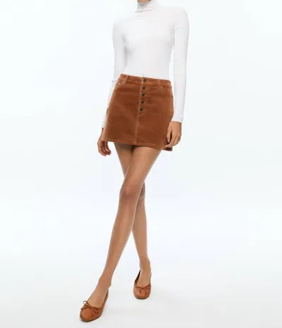 Alice And Olivia Joss Corduroy Skirt In Camel