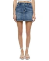 Alice And Olivia Joss High Rise Buckle Back Mini Skirt In Brooklyn Blue