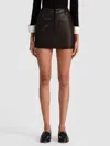 Alice And Olivia Joss Leather Mini Skirt In Black