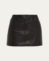 Alice And Olivia Joss Leather Mini Skirt In Black