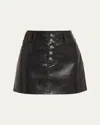 Alice And Olivia Alice + Olivia Joss Button Front Faux Leather Miniskirt In Black