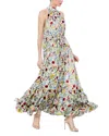 Alice And Olivia Jovie Mock Nk Tunic Maxi Dress In White Floral