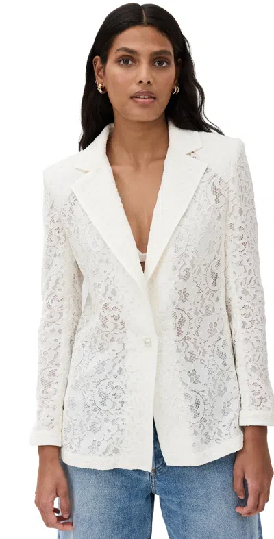 ALICE AND OLIVIA JUDITH SHEER LACE BLAZER OFF WHITE