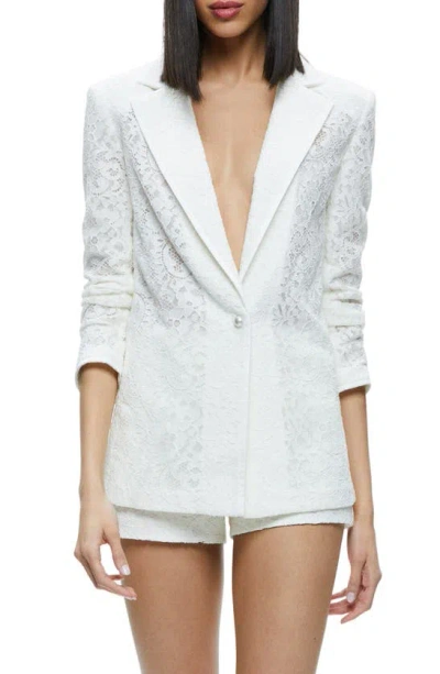 Alice And Olivia Judith Sheer Lace Jacket In Off White
