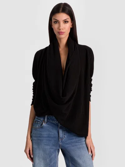 Alice And Olivia Jules Draped Pullover In Black