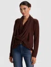 Alice And Olivia Jules Draped Pullover In Brown