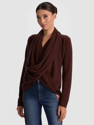Alice And Olivia Jules Draped Pullover In Brown